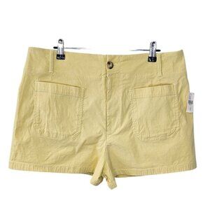 Anthropologie Maeve The Colette Shorts Yellow Linen Blend Stretch High Rise 32